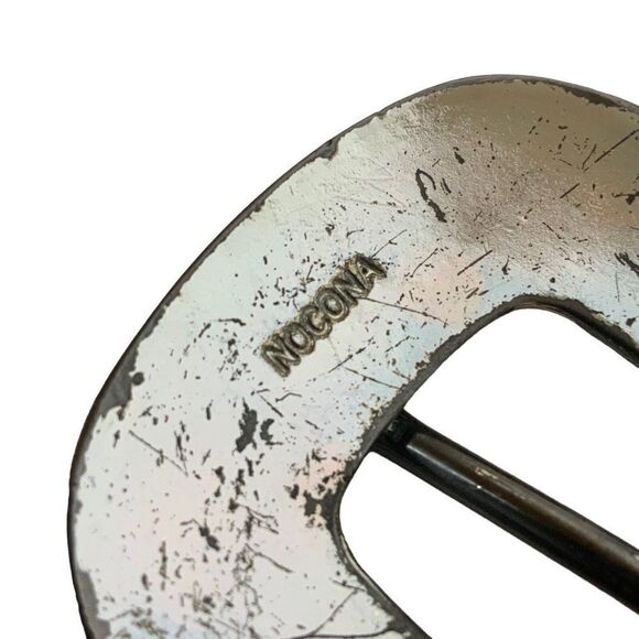 Nocona Mens Western Belt Size 40 Brown Leather Silvertone Conchos - FLAWED - Picture 6 of 8